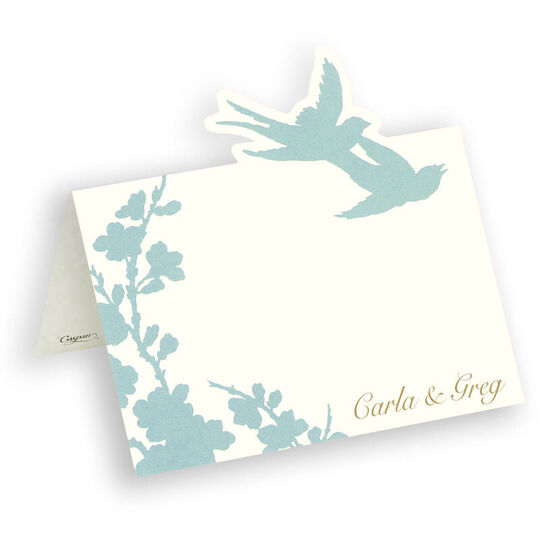 Turquoise Silhouette Die Cut Personalized Place Cards